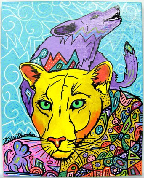 Original Painting on Canvas by Kills Thunder: Original Acrylic Painting on Canvas by Kills Thunder. Measures 20''x16''. SHI $30.