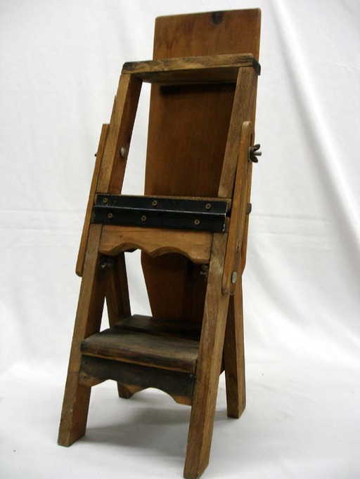 Antique Primitive Wood Ironing Board, Chair, & Ladder - Antique Primitive Wood Ironing Board, Chair, & Ladder