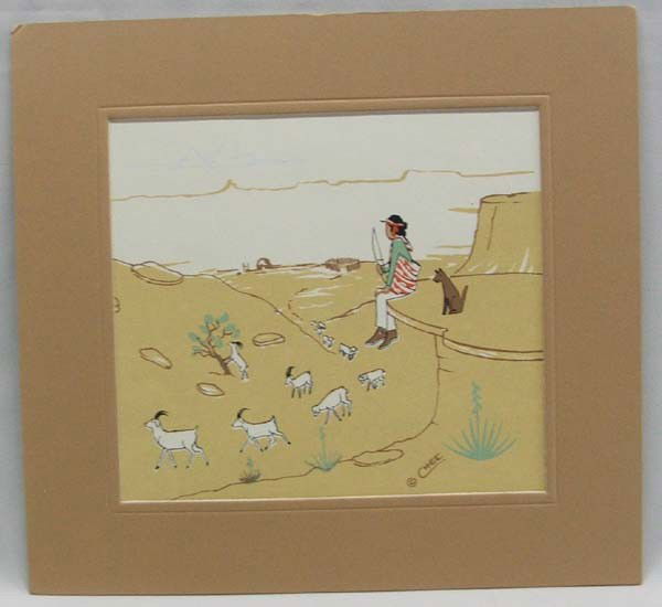 Original Native American Navajo Silk Screen by R. Chee: Original Navajo Silk Screen by Robert Chee, visual measures 6.5 x 7''. Buyers Pay Actual Shipping and Handling Charges(see terms and conditions for more information)