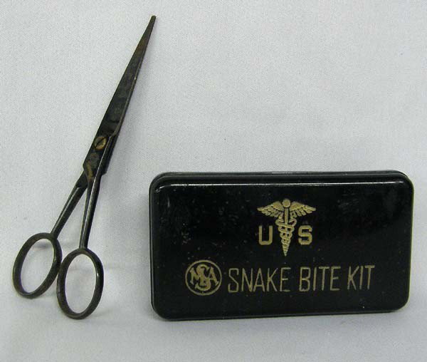 US Army Medical Snake Bite Kit & Solingen Scissors: US Army Medical Snake Bite Kit, Solingen Scissors. Kit measures approx. 4''Lx2''W. Buyers Pay Actual Shipping and Handling Charges(see terms and conditions for more information).
