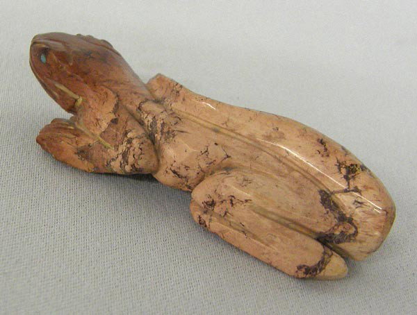Native American Zuni Lizard Fetish: Native American Zuni Dolomite Lizard Fetish by VK, we believe this fetish is the work of Verna Kushana, hallmark VK Zuni on bottom of lizard, measures 2.75'' x 1'' x .5''. Buyers Pay Actual Shipping a