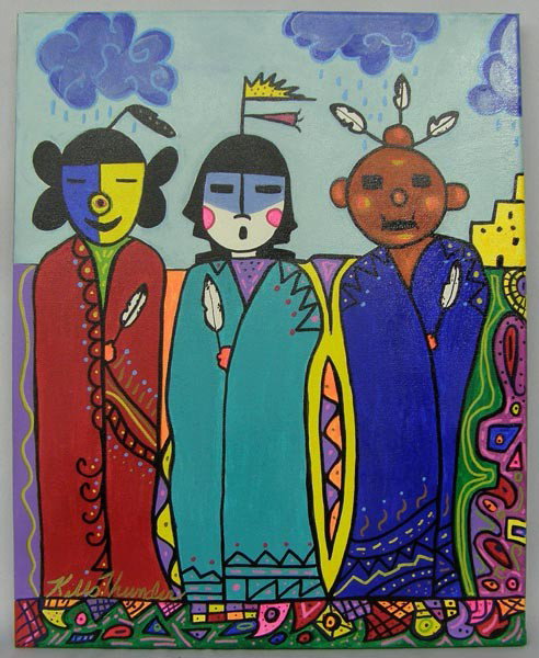 Original Acrylic Painting by Kills Thunder: Original Acrylic Painting on Canvas by Kills Thunder. Measures approx 20''Hx16''W. Buyers Pay Actual Shipping and Handling Charges(see terms and conditions for more information).