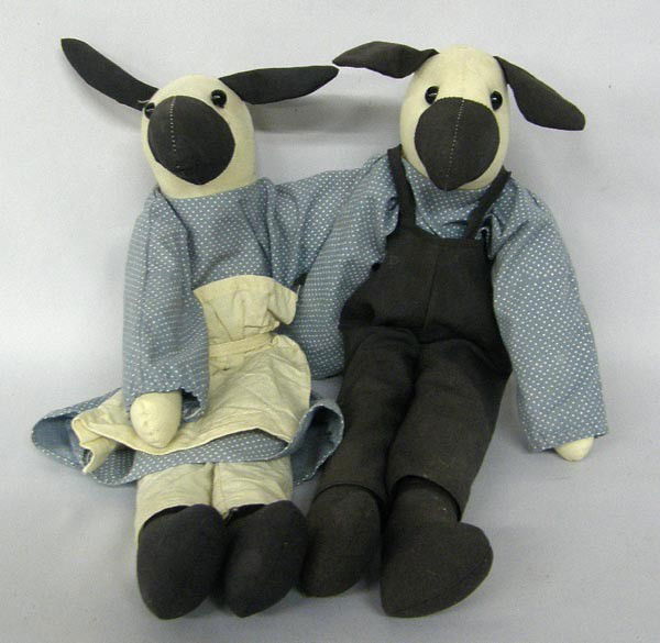 Pair of Cloth Lamb Dolls: Pair of Lamb Dolls. Measure approx. 16''L. Buyers Pay Actual Shipping and Handling Charges(see terms and conditions for more information).