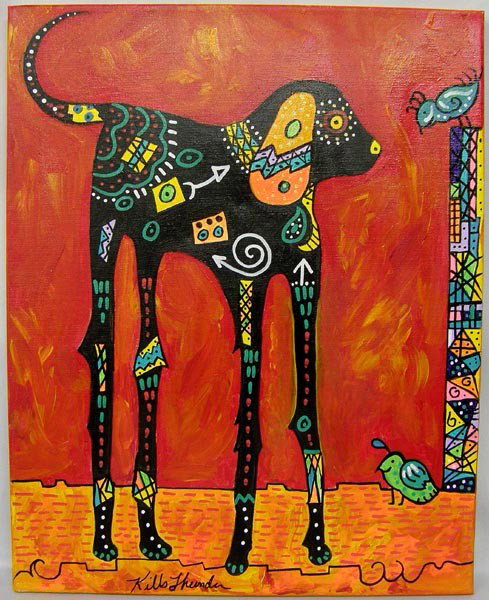 Original Acrylic Painting by Kills Thunder: Original Acrylic Painting on Canvas by Kills Thunder. Measures approx. 20''Hx16''W. Buyers Pay Actual Shipping and Handling Charges(see terms and conditions for more information).