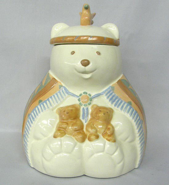 Treasure Craft Southwest Style Bear Cookie Jar: Treasure Craft Southwest Style Bear Cookie Jar. Dated 1990, hallmarked HMK. Measures approx. 12''Hx9''Wx8''D. Buyers Pay Actual Shipping and Handling Charges(see terms and conditions for more informat