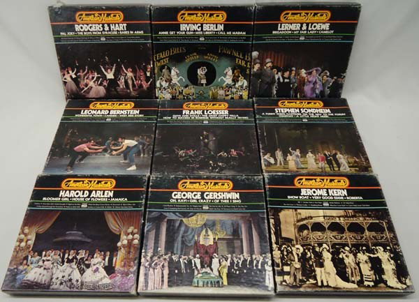 Time Life Boxed Audtio Tapes of American Musicals: 9 Boxes of Time Life Audio Tapes American Musicals. To include: Guys and Dolls, The Most Happy Fella, How To Succeed in Business Without Really Trying, Wonderful Town, Candide, West Side Story, Brigad