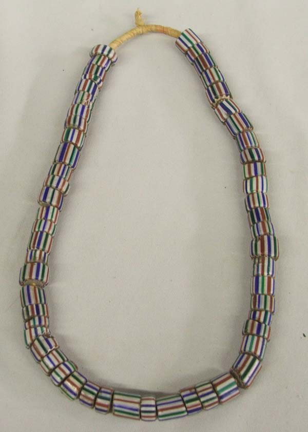 Native American 19th Century Chevron Trade Beads: Native American 19th Century Chevron Trade Beads. Measures 21'' end to end. Buyers Pay Actual Shipping and Handling Charges(see terms and conditions for more information)