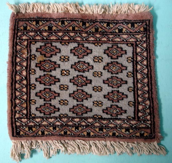Persian Turkoman Buckhara Sampler Rug: Persian Turkoman Buckhara Sampler Rug. Measures 12''x12.5'' with fringe. Buyers Pay Actual Shipping and Handling Charges(see terms and conditions for more information).