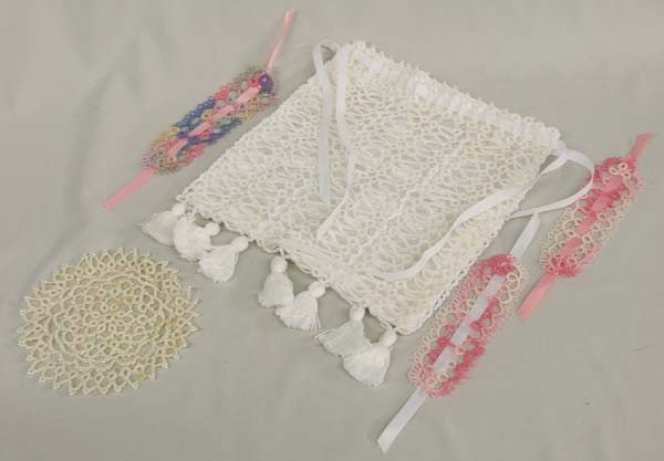 Crochet Purse, Bookmarks & Doily: Crochet Purse, Bookmarks & Doily. Purse measures approx. 9 1/2'' x 9 1/2''. Buyers Pay Actual Shipping and Handling Charges(see terms and conditions for more information).