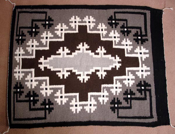 Native American Navajo Two Gray Hills Rug: Native American Navajo Two Gray Hills Rug. All natural color sheep wool. Measures 30''x37.5''. Buyers Pay Actual Shipping and Handling Charges(see terms and conditions for more information).