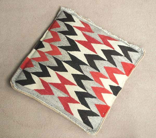 Native American Navajo Rug Double Sided Pillow: Native American Navajo Antique Double Sided Pillow, serrated diamonds. Measures approx. 18'' x 18''. Buyers Pay Actual Shipping and Handling Charges(see terms and conditions for more information).