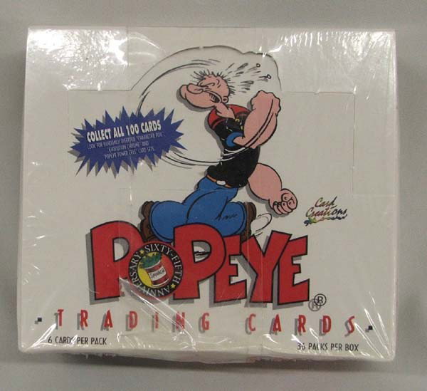 1994 Popeye Trading Cards In Original Box: Popeye Trading Cards In Original Box. 36 packs per box, 100 cards. Box measures approx. 2''H x 5'' x 5 1/2''. Buyers Pay Actual Shipping and Handling Charges(see terms and conditions for more informat