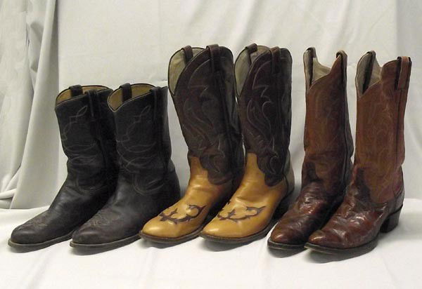3 Pair Cowboy Boots: 3 Pair Cowboy Boots, Cutter Bill, Justin, L. Mahan. Size 8 1/2D. Buyers Pay Actual Shipping and Handling Charges(see terms and conditions for more information).