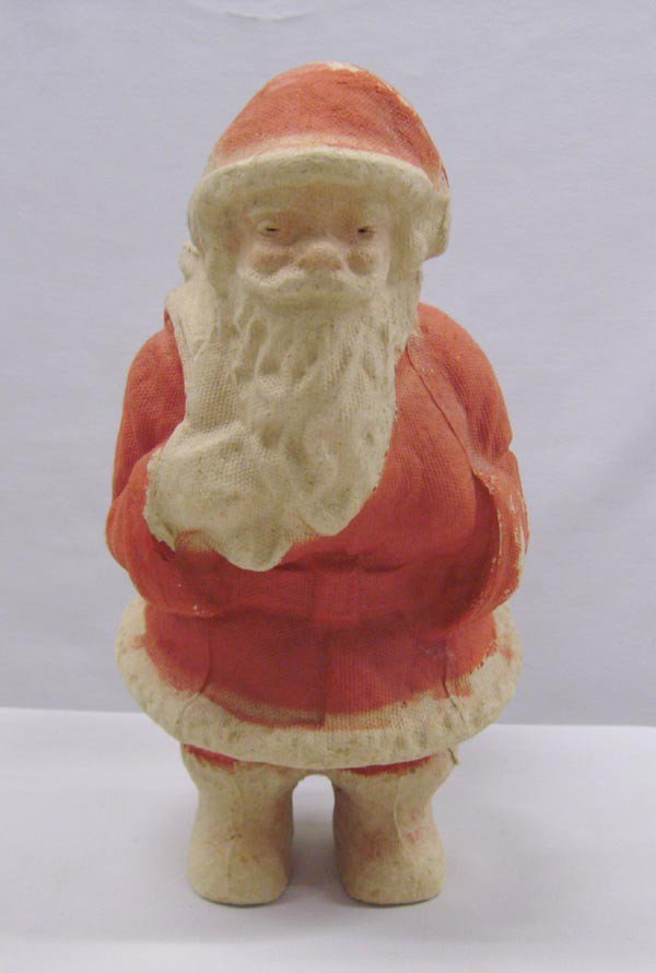 Antique Paper Mache Santa Claus: Antique Paper Mache Santa Claus. Measures approx. 8 3/4''H x 4''W x 6''D. Buyers Pay Actual Shipping and Handling Charges(see terms and conditions for more information).
