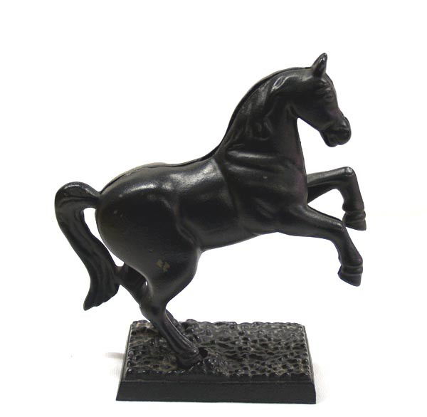 Cast Iron Horse Bank: Cast Iron Horse Bank, measures approx. 7.25''H x 7''L x 2.5''W. Buyers Pay Actual Shipping and Handling Charges(see terms and conditions for more information)