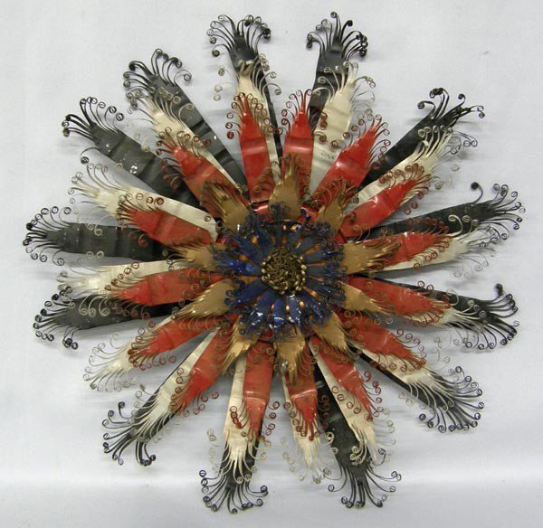 Antique Mexican Tin Wall Art: Antique Mexican Tin Wall Art. Measures approx. 16'' circumference. Buyers Pay Actual Shipping and Handling Charges(see terms and conditions for more information).