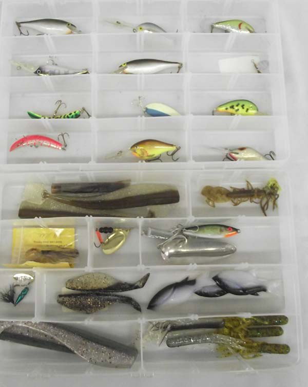 Fishing Lures: Collection of Fishing Lures. To include: Rubber Crawdad Jig, Dardevle 1 oz. Dearborn, MI, Mepps' Aglia-4, made in France, Papala Deep Runner, Rapala Downdeep, Ireland. To name a few. Largest rubber fi