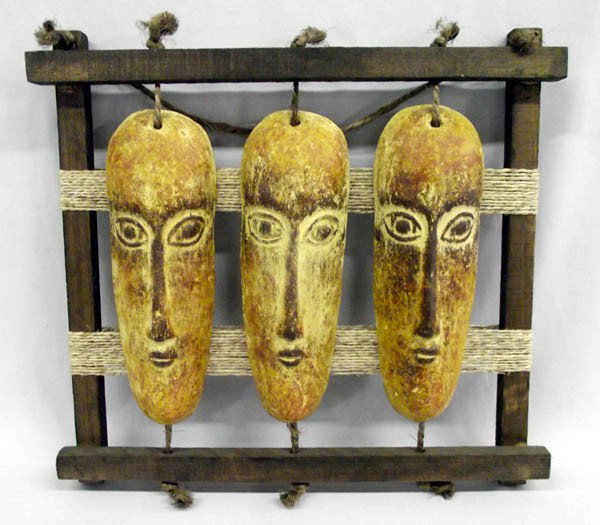 Mexican Native American Indian Face Wall Hanging: Mexican Native American Indian Face Wall Hanging. Measures approx. 15.5''H x 18''L. Buyers Pay Actual Shipping and Handling Charges(see terms and conditions for more information).