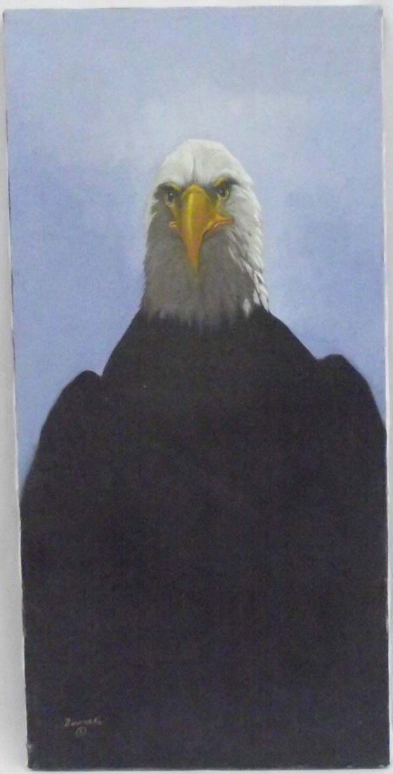 Native American Original Barnoskie Painting: Native American Original Chebon Barnoskie Painting, Creek/Seminole/Cherokee tribe affiliation, on canvas, measures approx. 24'' X 12''. Buyers Pay Actual Shipping and Handling Charges(see terms and co