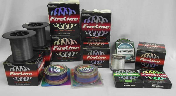 Fishing Line & Line Stripper: Collection of New Fishing Line & Line Stripper. Includes the following. 2 battery Berkley Line Strippers. 4 boxes of Berkley FireLine Thermal Filament Fishing line, each 1000 yards, two are 20lb test,