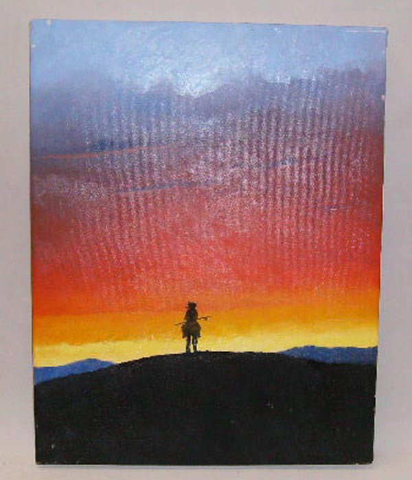 Original Oil Painting by Chebon Barnowski: Original Oil Painting on Canvas by Chebon Barnowski, tribe affiliation Creek/Seminole/Cherokee, measures approx. 14''L x 11''W. Buyers Pay Actual Shipping and Handling Charges(see terms and conditions