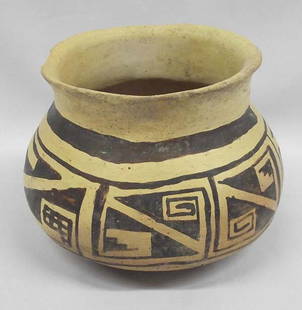 Prehistoric Geometric Jeddito Jar With COA: Prehistoric Geometric ancient Hopi Jeddito Jar With COA. Measures approx. 4 1/2''H x 6''W. No restoration, no overpaint, no glue, jar is as found condition. Excavated by Tom simmons betweem 1968 and 1