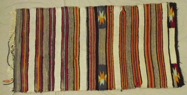 Vintage Navajo Double Sided Saddle Blanket: Vintage Native American Navajo Double Sided Saddle Blanket. Measures approx. 60''L x 30''W. Buyers Pay Actual Shipping and Handling Charges(see terms and conditions for more information).