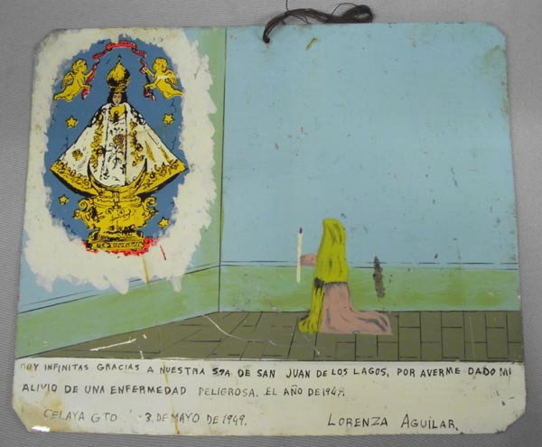 Antique Mexican Ex Voto Tin: Antique Mexican Ex Voto Tin. Measures approx. 7''H x 9''W. Buyers Pay Actual Shipping and Handling Charges(see terms and conditions for more information).