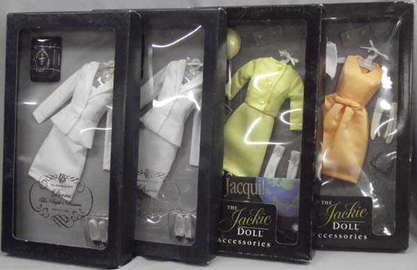Doll Clothes/Jackie O. & Lady Diana: Doll Clothes/Jackie O. & Lady Diana. Franklin Mint doll clothes and accessories, original boxes. Two are Jackie, two Lady Diana. Mint in box. Buyers Pay Actual Shipping and Handling Charges(see terms 