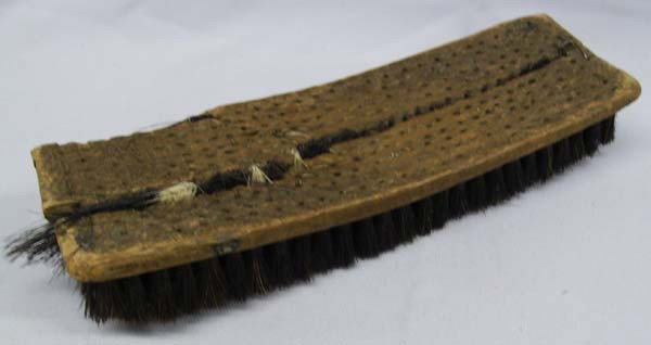 1855 Antique Military Brush: 1855 Antique Military Brush. Broken and wired. Measures approx. 9 1/2'' x 3 1/4''. Buyers Pay Actual Shipping and Handling Charges(see terms and conditions for more information).