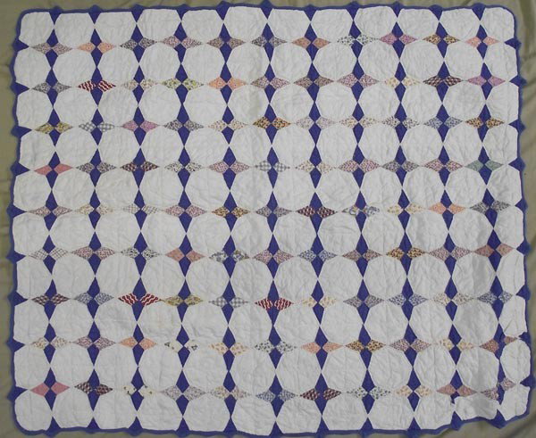 Vintage Crib Quilt ''Snow Ball'' Pattern: Vintage Crib Quilt ''Snow Ball'' Pattern. Depression era fabrics in this hand-pieced and hand-stitched crib size quilt. The pattern is ''Snow Ball'' and measures 48'' x 49''. Some very light stains. B