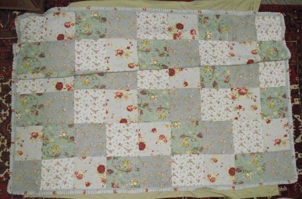 Cotton Flower Print Coverlet Quilt: Cotton Flower Print Coverlet Quilt. Measures 104''x96''. Quilt squares on one side. Buyers Pay Actual Shipping and Handling Charges(see terms and conditions for more information).
