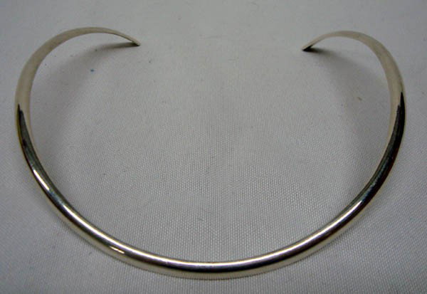 Sterling Silver Choker Necklace: Sterling Silver Choker Necklace. Stamped ''A''. 14'' Adult size with 3'' opening. Pendants will be interchangeable. Buyers Pay Actual Shipping and Handling Charges(see terms and conditions for more in
