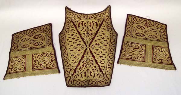3-19th Century Embroidered Velvet Jacket Pieces: 3-19th Century Embroidered Velvet Jacket Pieces. Largest piece measures approx. 13''L x 9.5''W. Buyers Pay Actual Shipping and Handling Charges(see terms and conditions for more information).