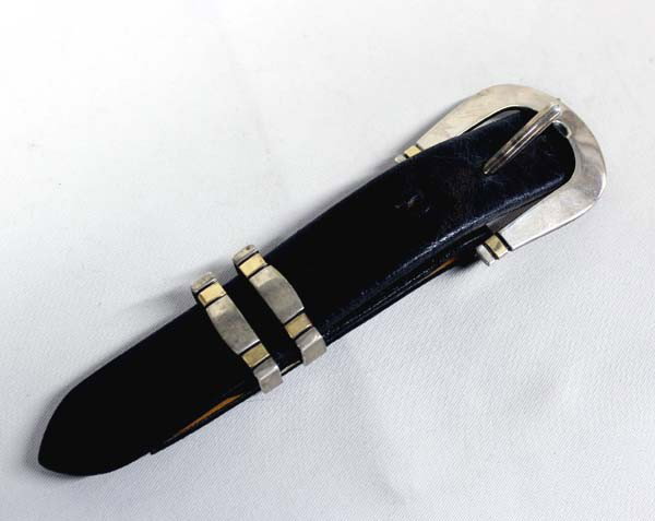 14kt Gold Ranger Buckle - James Reid: 14kt Gold Ranger Buckle - James Reid, Ltd., 14 kt white and brushed yellow gold, buckle measures 1.75''L x 1 5/8''W and keeper is 1 1/8''W x 5/8''L.