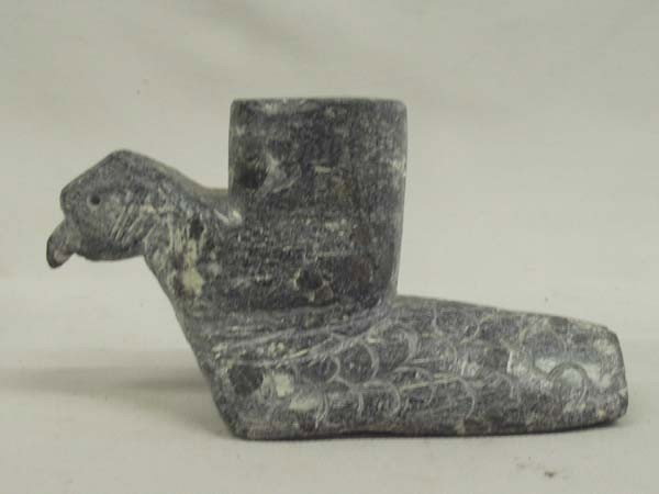 Northwest Coast Soapstone Bird Pipe Bowl: Northwest Coast Soapstone Bird Pipe Bowl. Beautifully carved bird head pipe. Measures 3.75''Lx2''H.