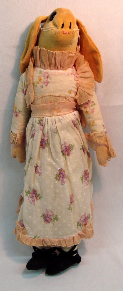 1938 Madame Alexander Dumb Bunny: 1938 Madame Alexander Dumb Bunny. Button eyes, sewn on nose and mouth. Measures approx. 17''H x 6''W.