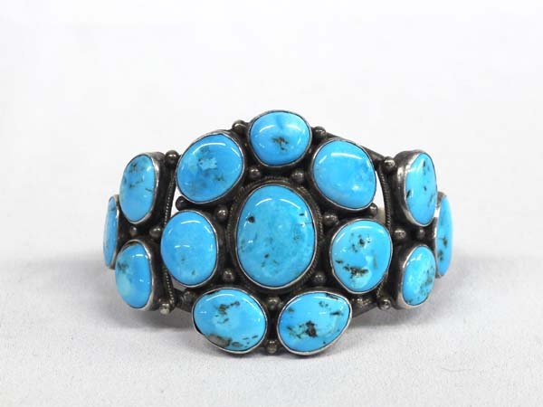 Navajo Sterling Turquoise Bracelet - By Jacques: Native American Navajo Sterling Turquoise Bracelet -signed "Jacques". Measures approx. 6 3/4'' x 2'' W. Stone is 7/8 x 5/8''.