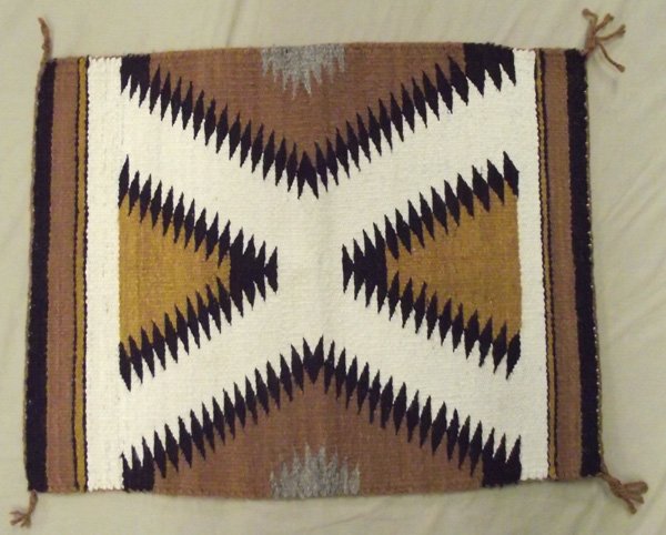 Navajo Shiprock Rug - Clarrisa Wayne: Navajo Native American Shiprock Rug - Clarrisa Wayne. Beautiful ''x'' pattern. Woven by Shiprock weaver Clarrisa Wayne. Measures 22.5''x30''.