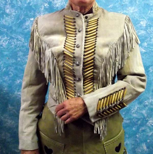 Ren Ellis Fringed & Beaded Diamond Leather Jacket: Beaded Fringed Renegade Diamond Leather Leather Jacket, silver concho style buttons, harebone and silver bead accents, beautiful beadwork around neck, short jacket, Renegade by Ren Ellis, Handcrafted 