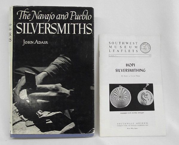 Navajo Pueblo Silversmith Hardback Book - Adair: ''The Navajo and Pueblo Silversmiths'' Hardback book by John Adair, published by the University of Oklahoma Press at Norman, copyright 1944, eighth printing, 1970, 24 black & white plates, 220 pgs., d