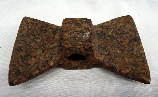 Stone Double Head Ax Blade: Stone Double Head Ax Blade. Age and origin unknown. 2.75''H x 4''L