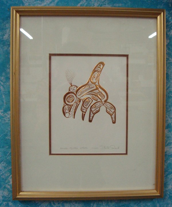 Haida Tribe Canadian Whale Art Card Series - Bill Reid: Haida Tribe Canadian Whale Art Card Series - Bill ''SKAANA'' Reid is a gold and silversmith turned artist. This Killer Whale portrays grace and vitality. 7.5''H x 5.75''W without matt and frame. Signe