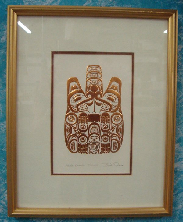 Haida Tribe Wild Card Beaver Series Print -Bill Reid.: Haida Tribe Wild Card Series Print by artist Bill Reid. ''TTSAANG'' Reid is a gold and silversmith turned artist. This Haida Beaver portrays renewable wealth. 8.5''H x 5.5''W without matt and frame. S