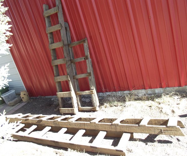 Four Antique Mining Ladders from the Arabela Mine: Four Antique Mining Ladders from the Arabela Mine. Item found on private ranchland near Arabela-Bluewater in South Central New Mexico. MUST BE PICKED UP