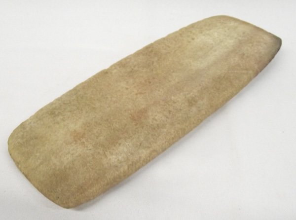 Prehistoric Jornada Mogollon Thin Stone Mano: Prehistoric Jornada Mogollon Thin Stone Mano. 11'' x 4'' x .5''. Item found on private ranchland near Arabela-Bluewater in South Central New Mexico and acquired in accordance with all state and federa