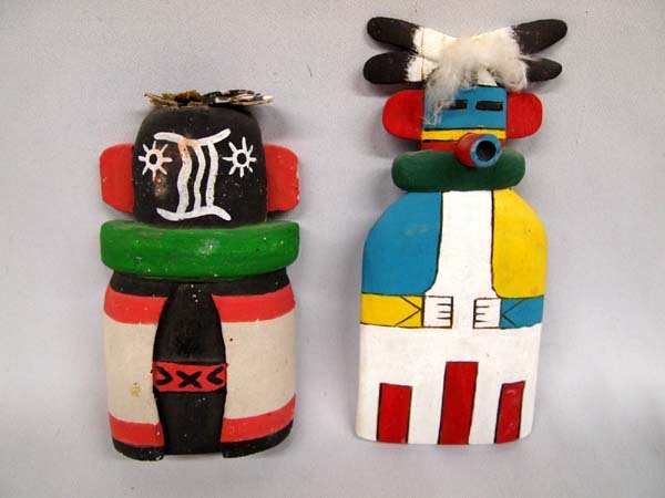 Pr Hopi Handcarved & Painted Cradle Doll Kachinas: Pr Hopi Handcarved & Painted Cradle Doll Kachinas, largest measures 9.5''H x 3''W.
