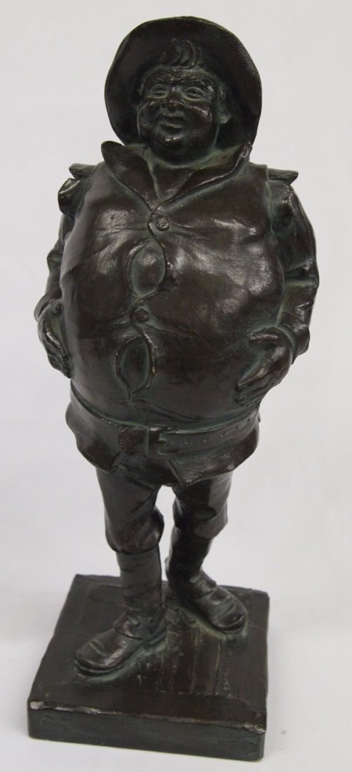 Statue of Sancho Panza: Statue of Sancho Panza. 12-28-67, Copyrighted and marked with a T inside a triangle. 18''H x 6.5''W. Signed by artist Espinoza. Heavy. Sancho Panza, Don Quixote's squire in the novel Don Quixote by Mi
