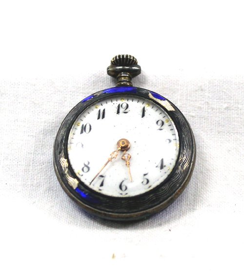 Vintage Nazi Silver Pocket Watch: Vintage Nazi Silver Pocket Watch, tested 800 Silver, Swiss made, does run, some enamel loss, Nazi Swastika, has Bob Carsten scratched inside of case, c. 800, Argent Dore' Swiss 20 Ladies Pocket Watch 