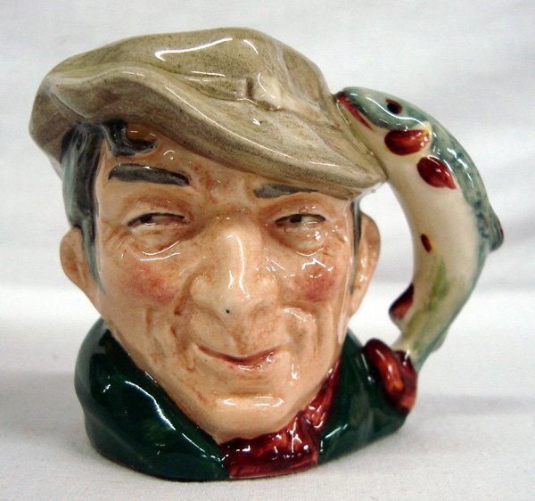 Royal Doulton & Co Miniature Fisherman The Poacher: Royal Doulton & Co Miniature Fisherman The Poacher. Charming tiny mug from the Royal Doulton Co. On the bottomm is the Doulton crest and ''The Poacher D6515 Copr 1954 Doulton & Co Limited Rd No. 87520